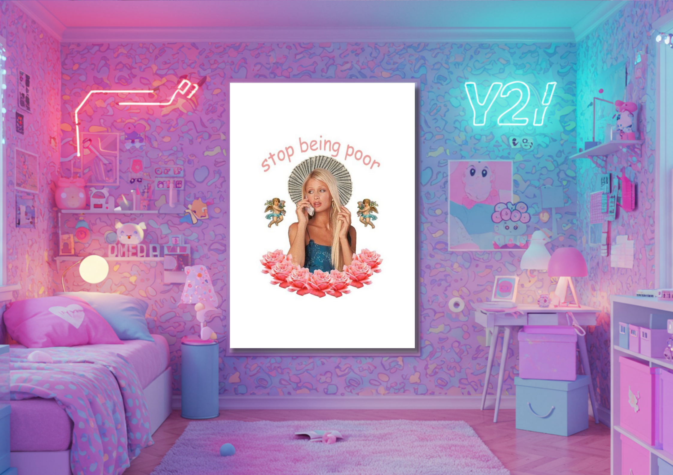 Y2K Inspired Poster - Stop being poor