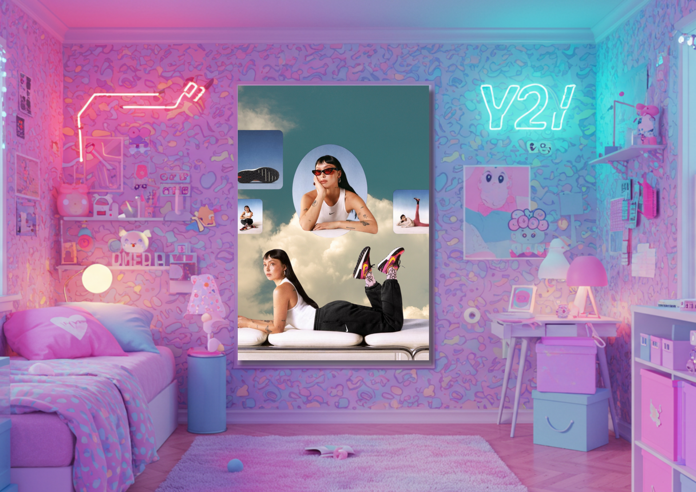 Y2K Inspired Poster - Girl in the clouds