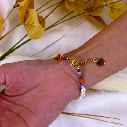 Bead And Pearl Multicolour Bracelet